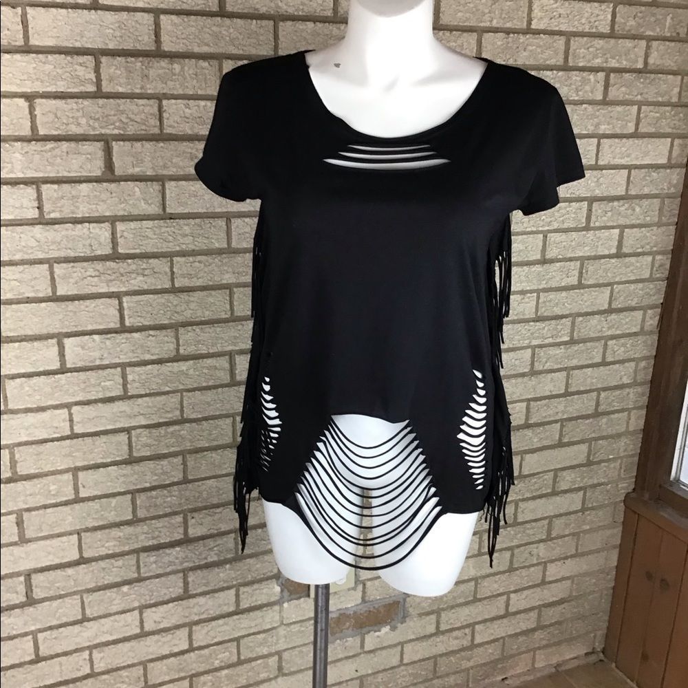 Meggie High Class black cut up shirt size O/S One size fits most.